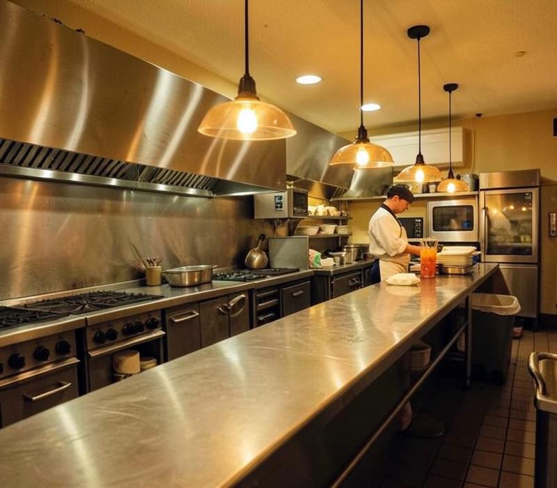 A commercial restaurant kitchen